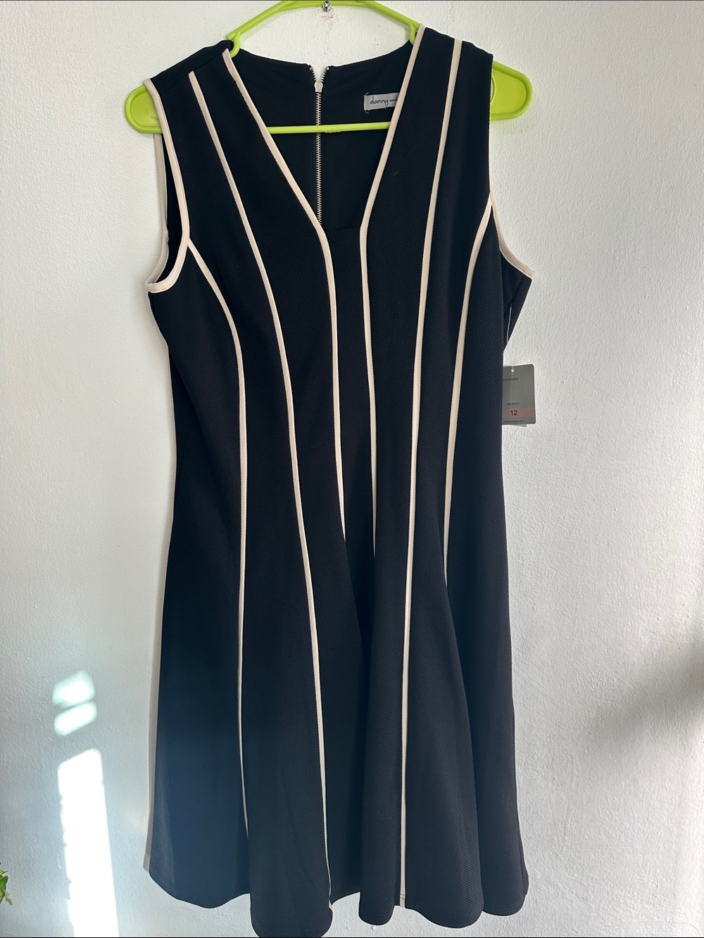 Danny & Nicole Black Midi Dress with Cream Piping